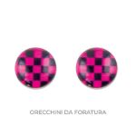 Inverness Orecchini 602 Bottone Scacchi Rosa 5mm
