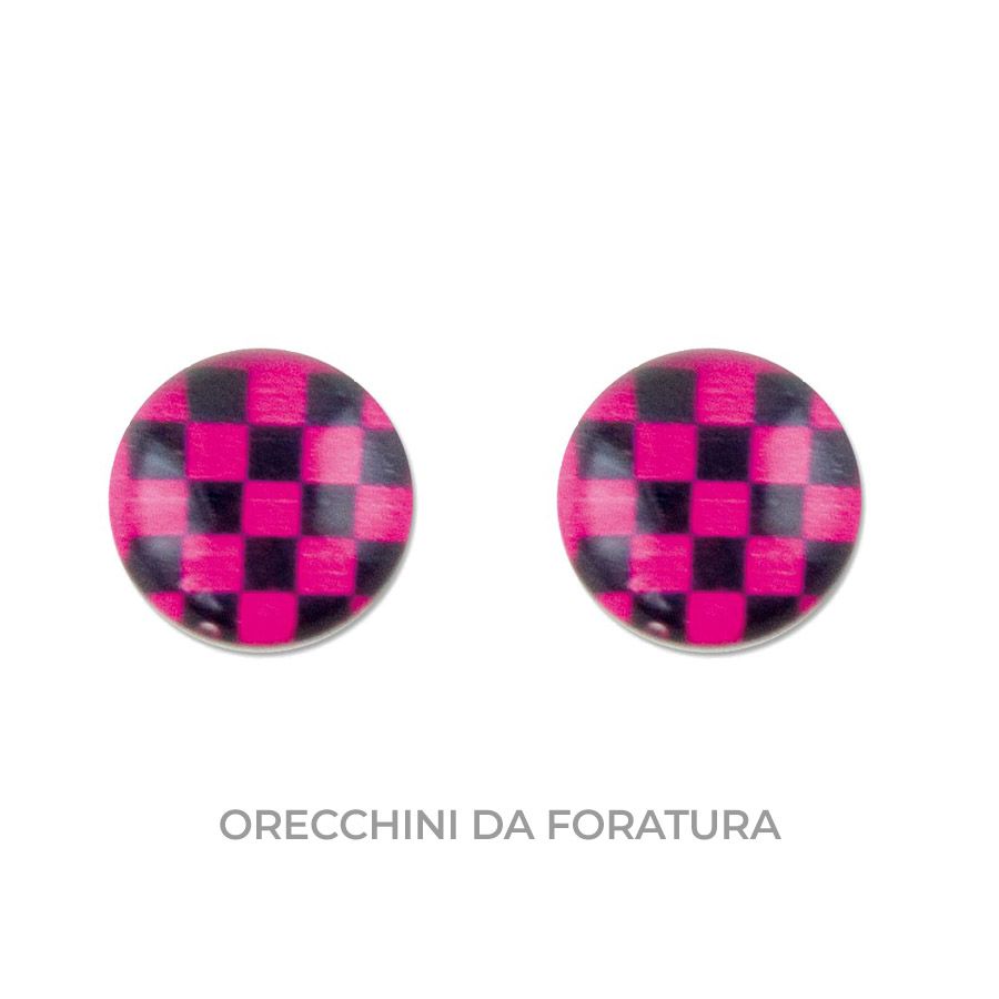 Inverness Orecchini 602 Bottone Scacchi Rosa 5mm
