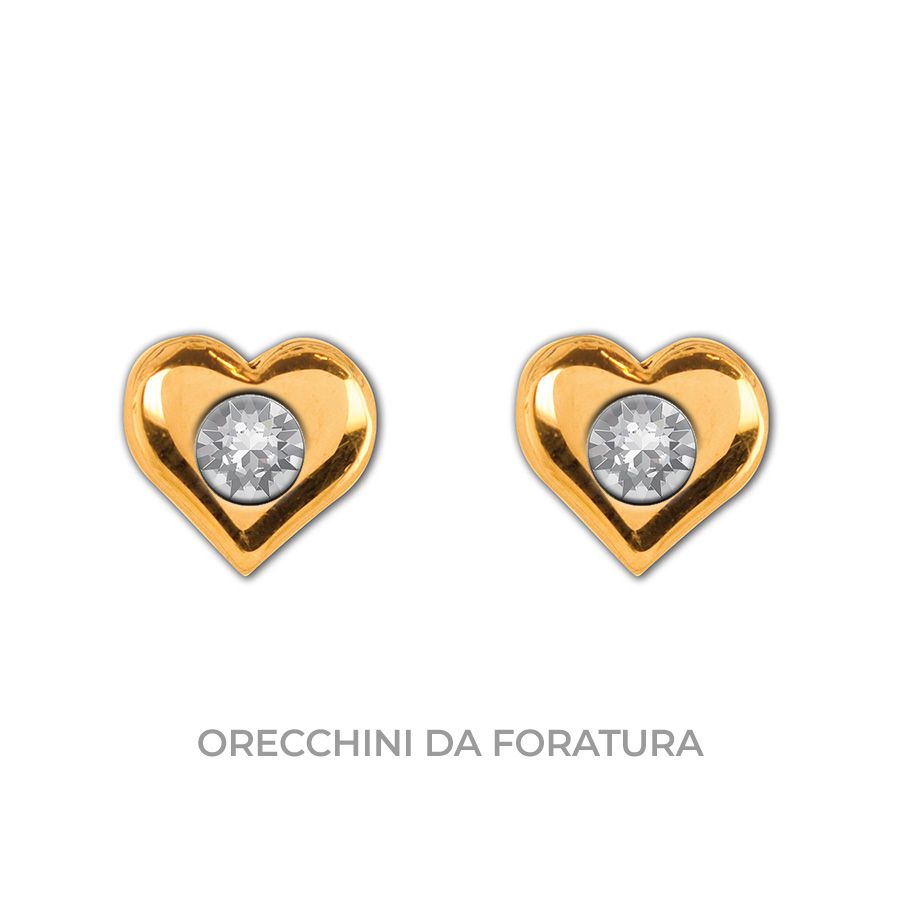 Inverness Orecchini 25c1 Cuore Crystal Placcato Oro 4mm