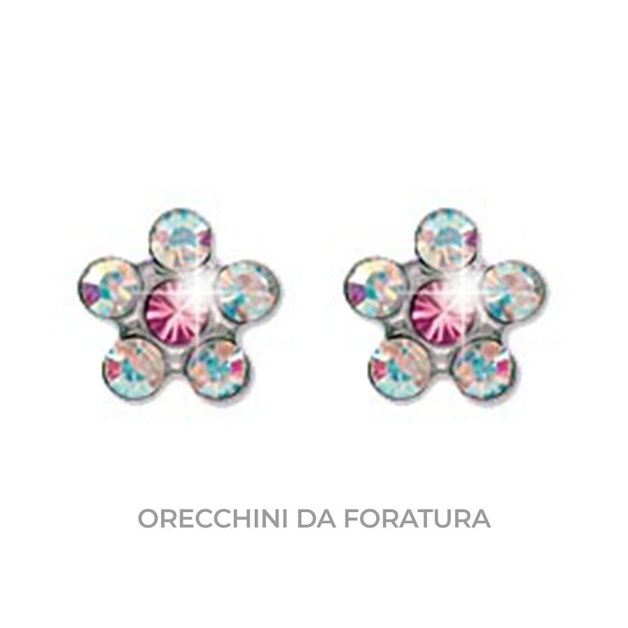 Inverness Orecchini 120st Fiore Crystal Rosa 5mm Gambo in Titanio