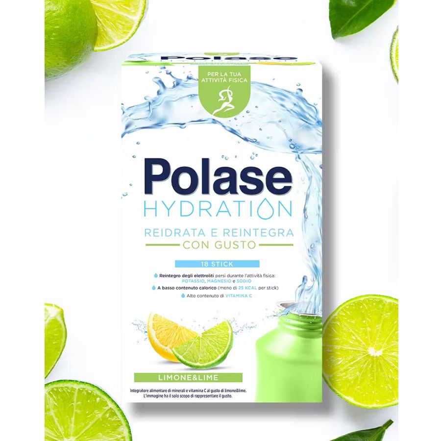 Polase Hydration Magnesio e Potassio Sali Minerali Vitamina C gusto limone e lime 18 stick