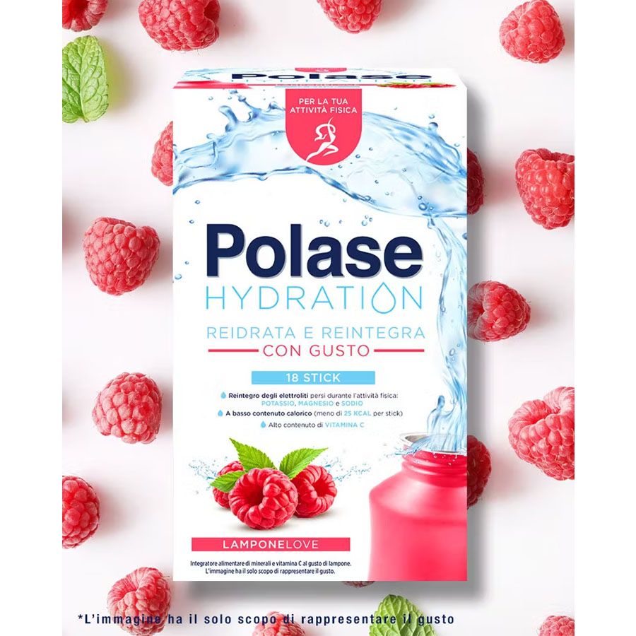 Polase Hydration Magnesio e Potassio Sali Minerali Vitamina C gusto lampone 18 stick