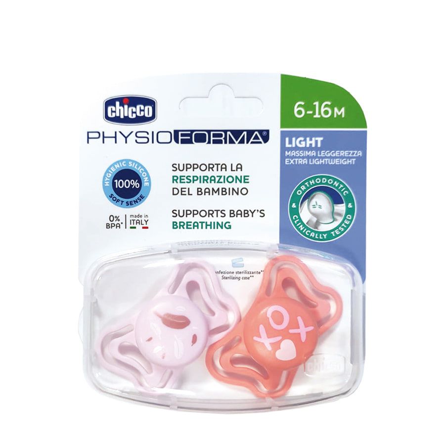 Chicco PhysioForma Succhietto Ciuccio Rosa 6-16 Mesi Confezione 2 Pezzi