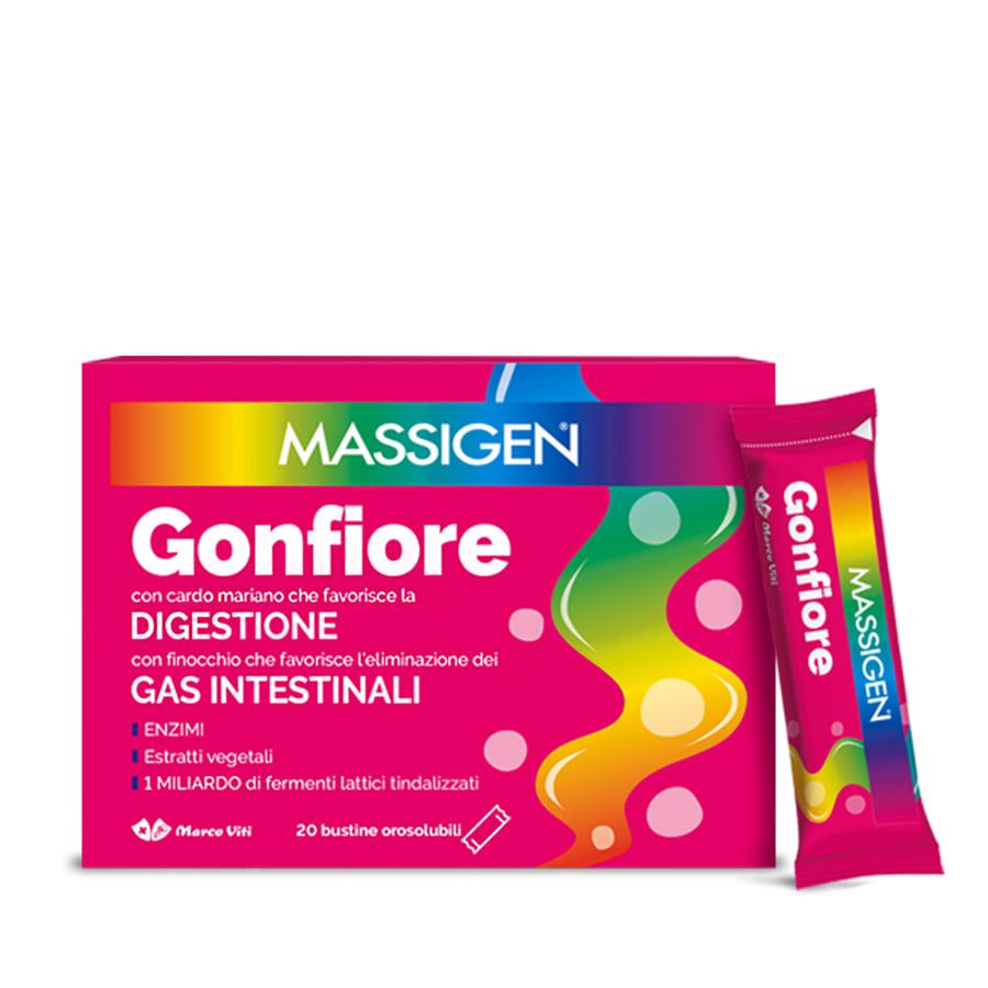 Massigen Gonfiore Integratore Per Eliminare Gas Intestinali 20 bustine orosolubili