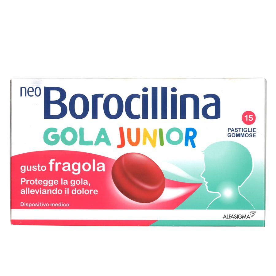 NeoBorocillina Gola Junior gusto fragola 15 pastiglie gommose