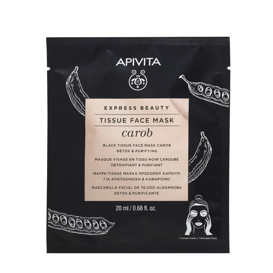 Apivita Express Beauty Maschera Viso In Tessuto Nero Carruba Purificante 1 Pezzo 20ml