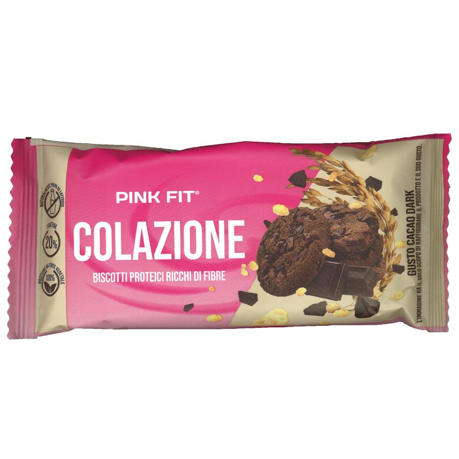 Pink Fit Colazione 2 Biscotti proteici ricchi di fibre gusto cacao dark