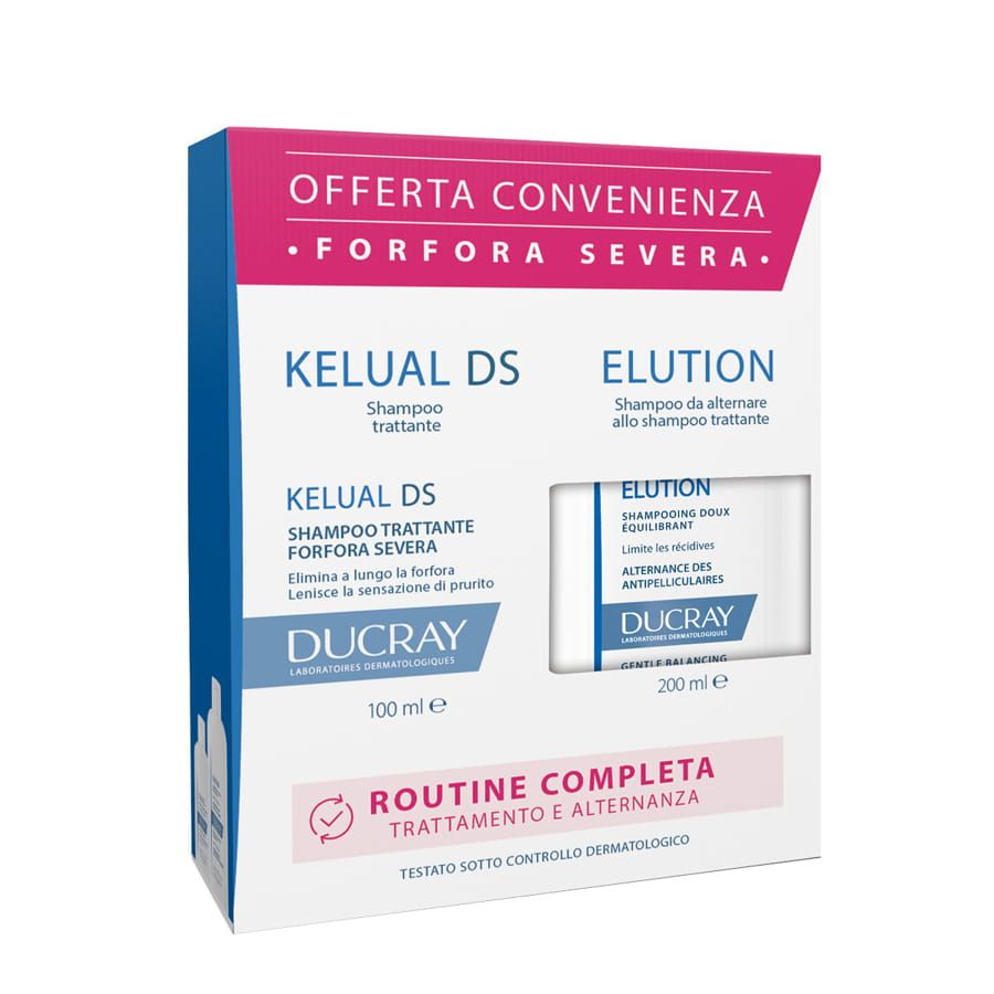 Ducray Kelual DS shampoo trattante 100ml + shampoo Elution 200ml da alternare