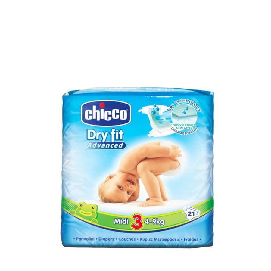 Chicco Pannolini Dry Fit Advanced 4-9 kg Taglia Midi3 21 pezzi - ZERO SPRECHI