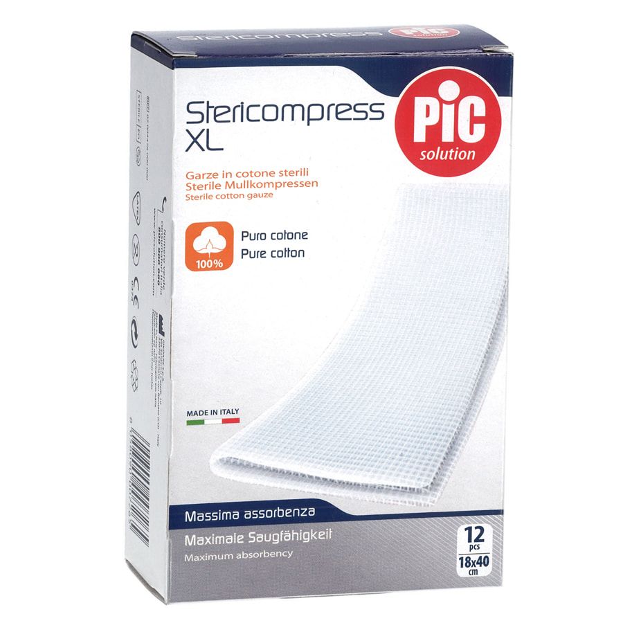 PIC Garza Stericompress XL 18x40cm Sterile 12 pezzi - ZERO SPRECHI 