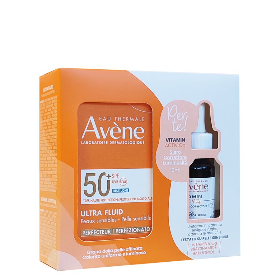 Avène ultra fluid perfezionatore 50ml + siero correttore luminosità 10ml