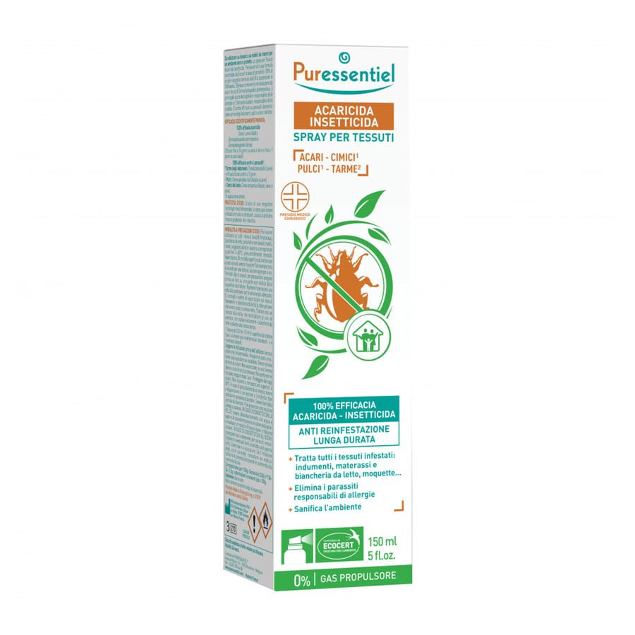 Puressentiel Acaricida Insetticida Spray per tessuti 150ml - ZERO SPRECHI 