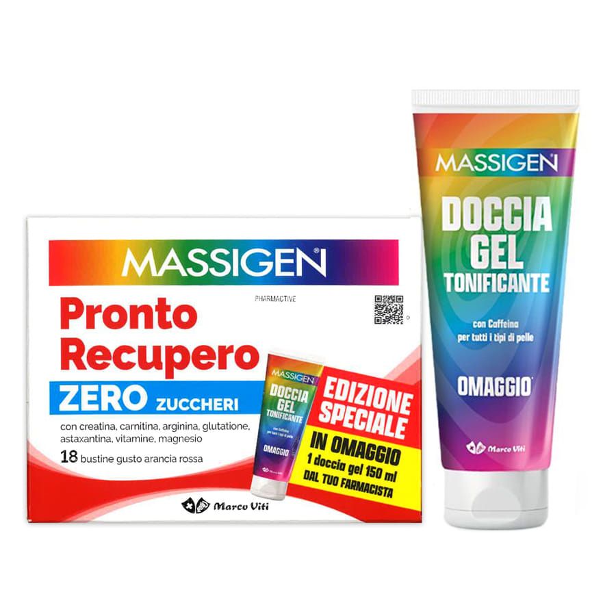 Massigen Pronto Recupero Zero Zuccheri 18 Bustine + Gel doccia 150 ml IN OMAGGIO