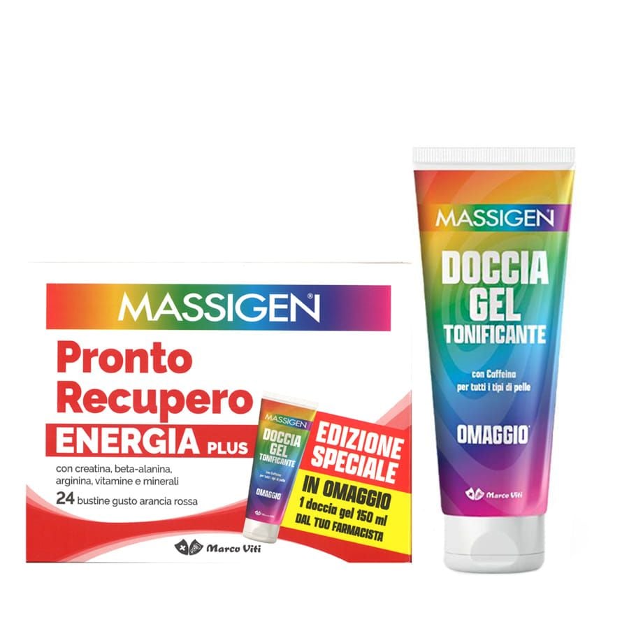 Massigen Pronto Recupero Energia Plus 24 Bustine + Gel doccia 150 ml in OMAGGIO