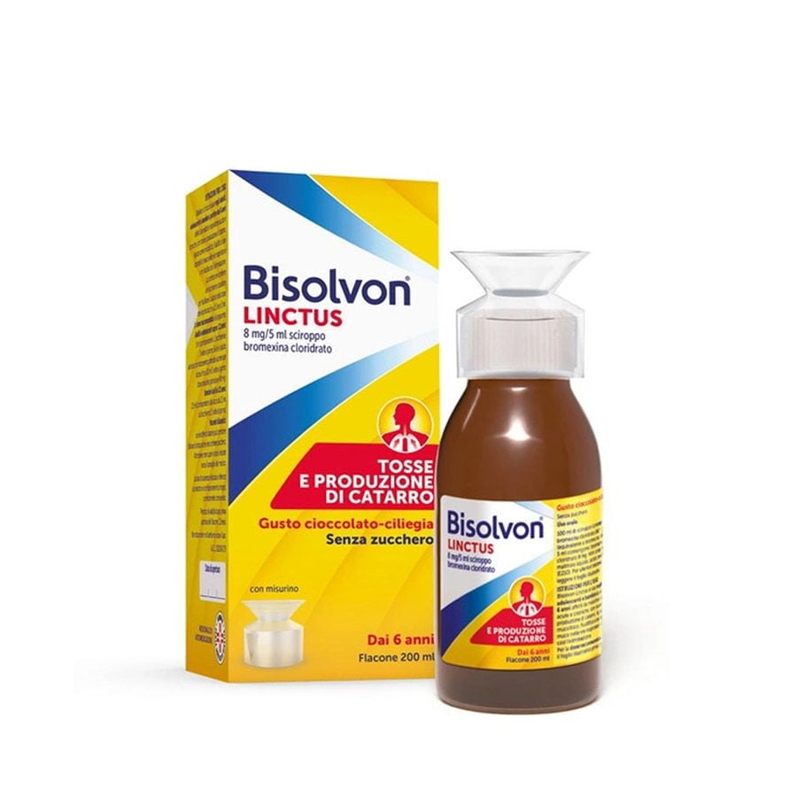 Bisolvon Linctus Sciroppo gusto cioccolato-ciliegia 200ml