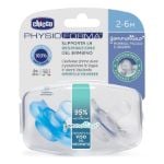 Chicco PhysioForma Gommottino Ciuccio Silicone Azzurro 2-6 Mesi Confezione 2 Pezzi - ZERO SPRECHI 