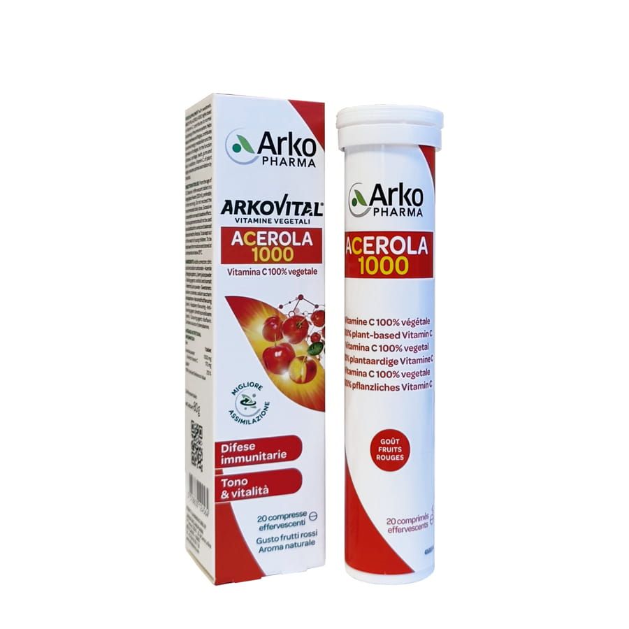 Arkopharma Arkovital Acerola 1000 gusto Frutti Rossi 20 Compresse Effervescenti