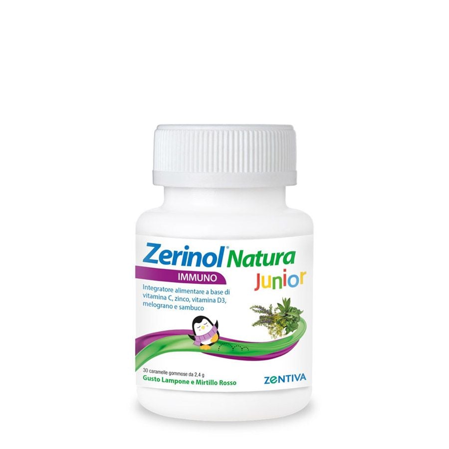 Zerinol Natura Immuo Junior 30 caramelle gommose gusto lampone e mirtillo -ZERO SPRECHI - scadenza 3/2026