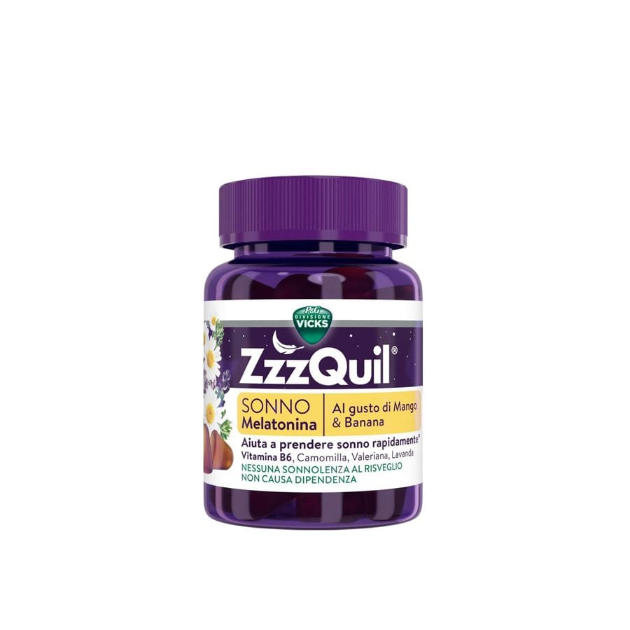 Vicks ZzzQuil Sonno Melatonina gusto mango e banana 30 gommose