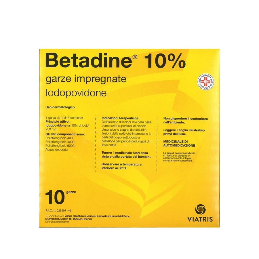 Betadine 10% 10 garze impregnate
