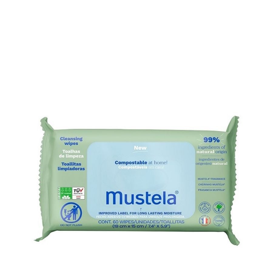 Mustela salviette detergenti compostabili 60pz