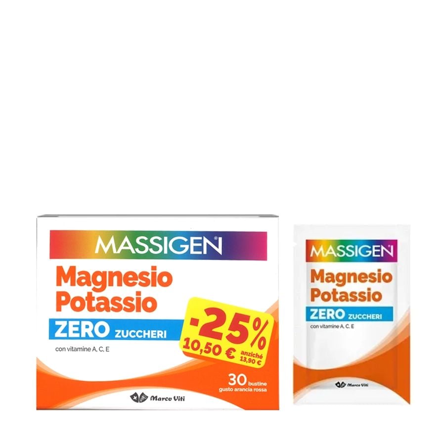 Massigen Magnesio e Potassio Zero Zuccheri 30 bustine