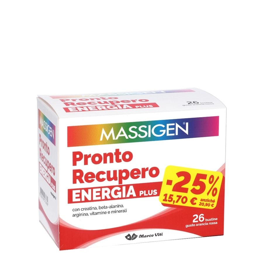Massigen Pronto Recupero Energia plus 26 bustine gusto arancia rossa