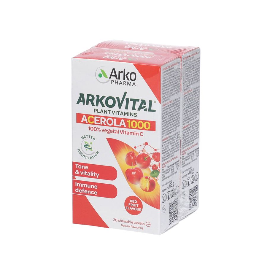 Arkovital Acerola 1000 Vitamina C 30 + 30 Compresse masticabili Formato convenienza