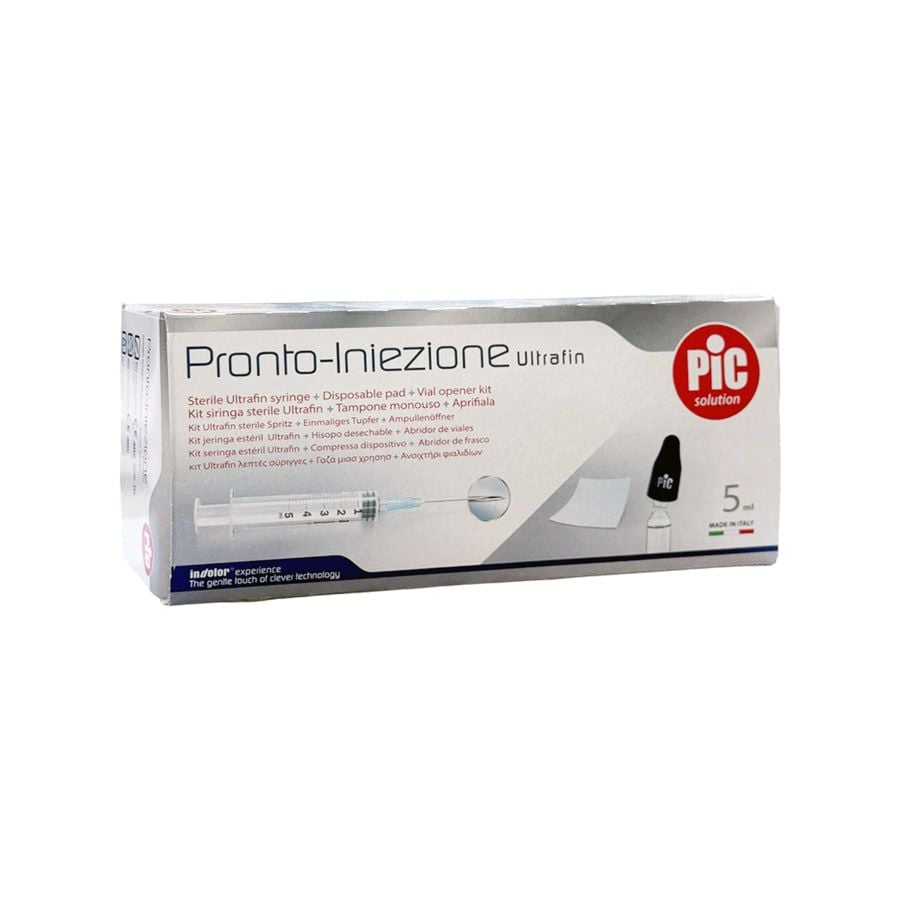 Pronto-Iniezione Kit Siringa Sterile Ultrafin + Tampone Monouso + Aprifiala
