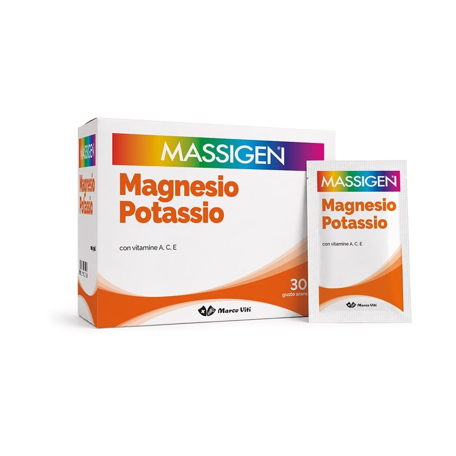 Massigen Magnesio e Potassio 24+6 Bustine Gusto Arancia Rossa