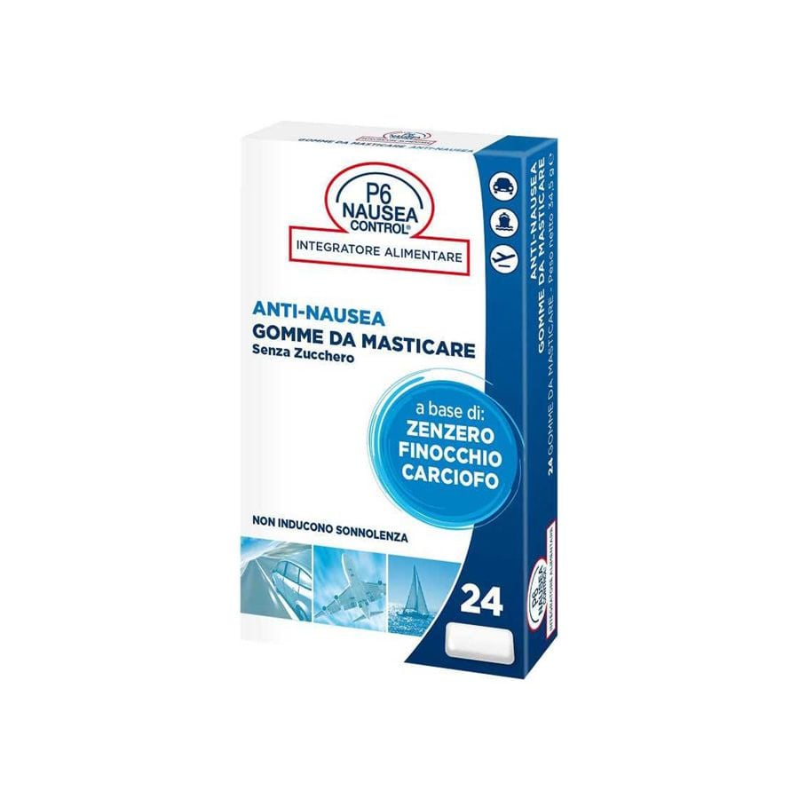 P6 Nausea Control 24 Gomme da Masticare Anti-nausea Senza Zucchero
