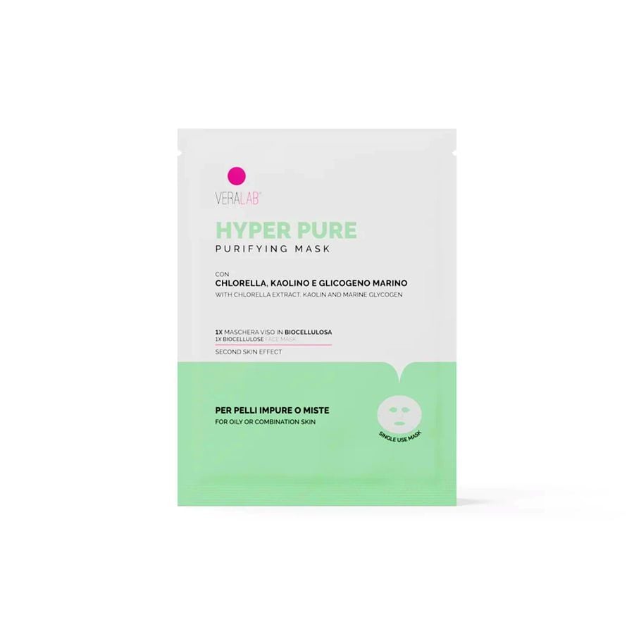 VERALAB Hyper Pure 1 Maschera Viso in Biocellulosa per Pelli Impure o Miste
