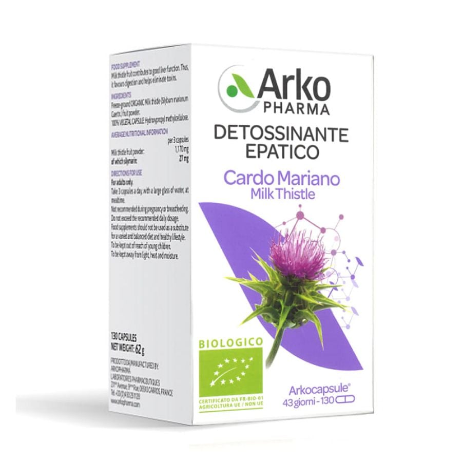 Arkopharma Detossinante Epatico Cardo Mariano 130 capsule - ZERO SPRECHI