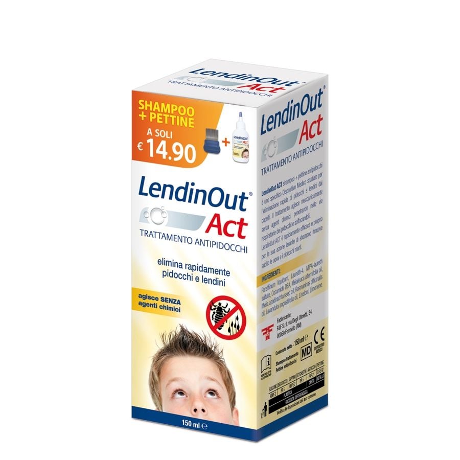 Lendinout Act Shampoo Antipidocchi 150ml con Pettine