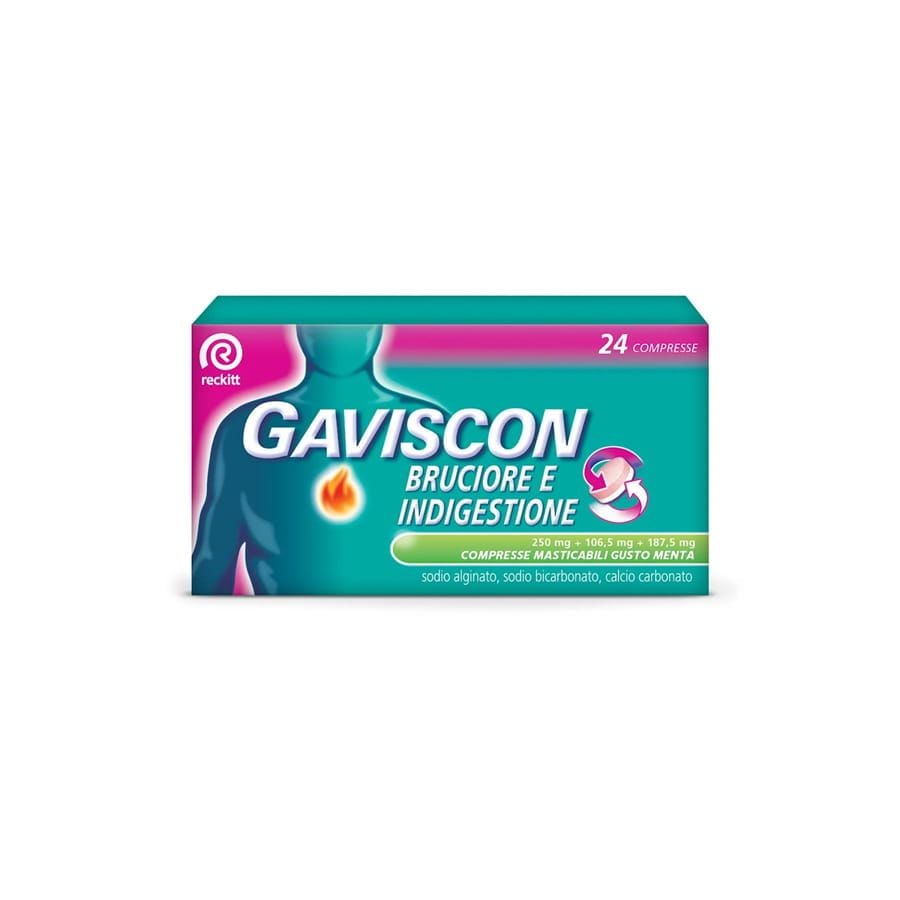 Gaviscon Bruciore e Indigestione 24 Compresse Masticabili Gusto Menta