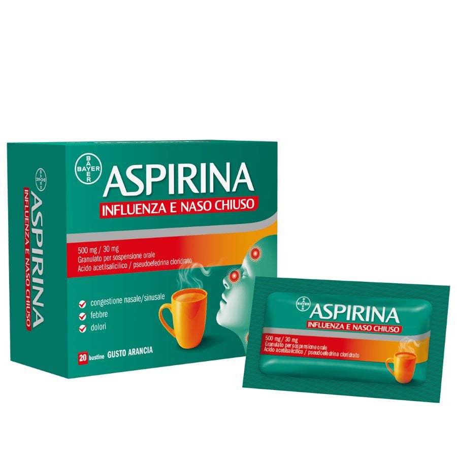 Aspirina Influenza e Naso Chiuso 20 Bustine 500mg/30MG