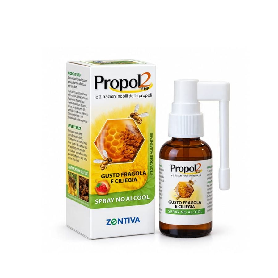 Aboca Propol2 EMF Spray No Alcol gusto fragola e ciliegia 30ml 