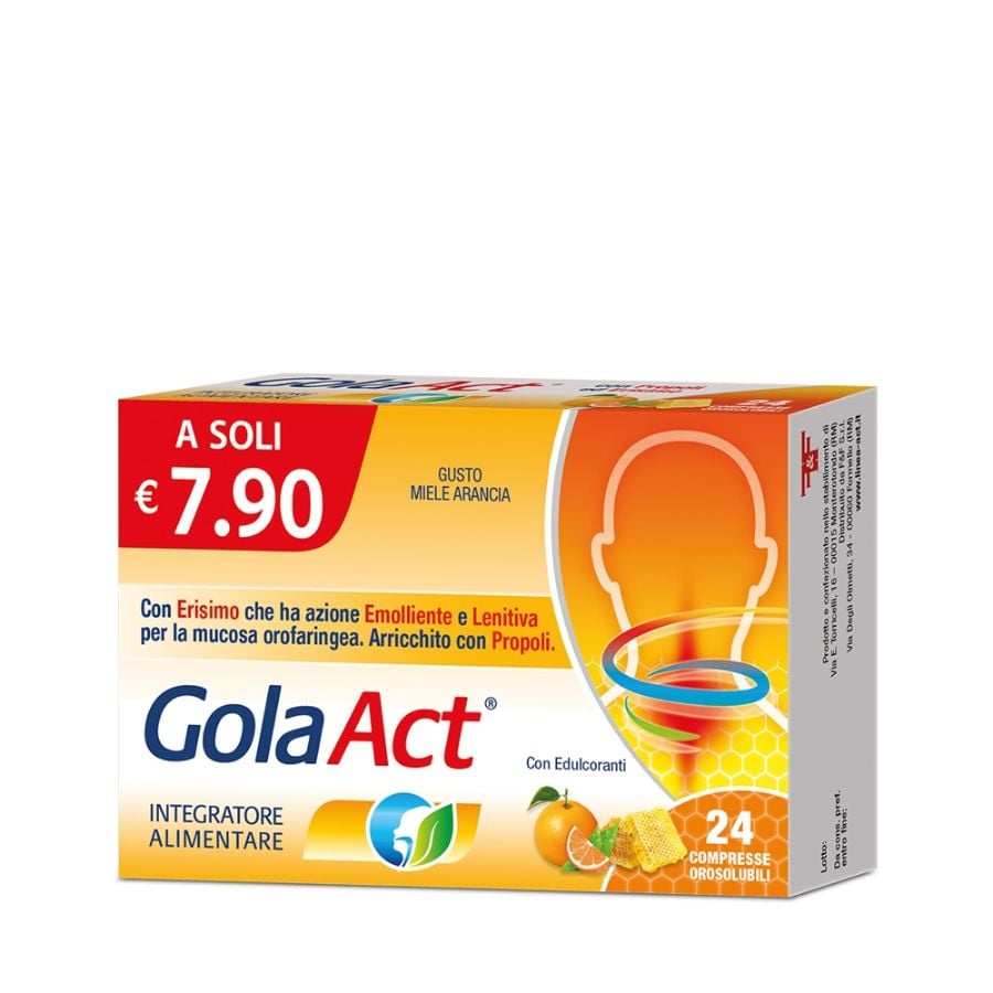 Gola Act Miele Arancia Integratore per la Gola 24 Compresse Orosolubili
