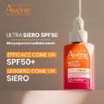Eau Thermale Avène Ultra Siero SPF50+, Rimpolpa Immediatamente, Protezione solare viso, Acido Ialuronico e Niacinamide, 30ml