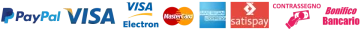 Puoi pagare con PayPal, Visa, Visa Electron, Mastercard, Satispay, America Express, Contrassegno, Bonifico Bancario